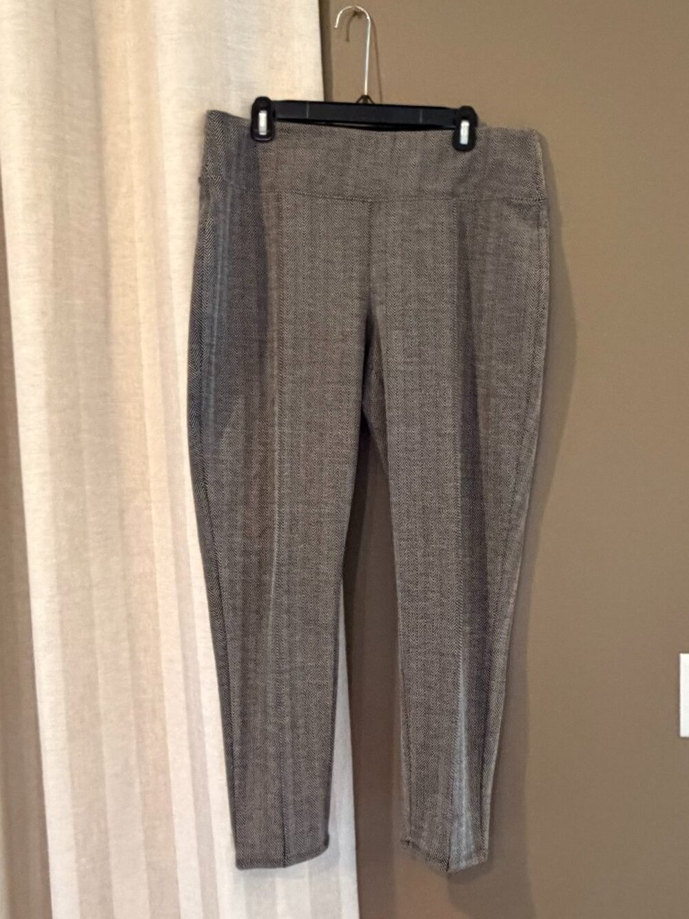 Nine West Herringbone Brown Gray  Dress Legging Stretch Pants Office, Size XL